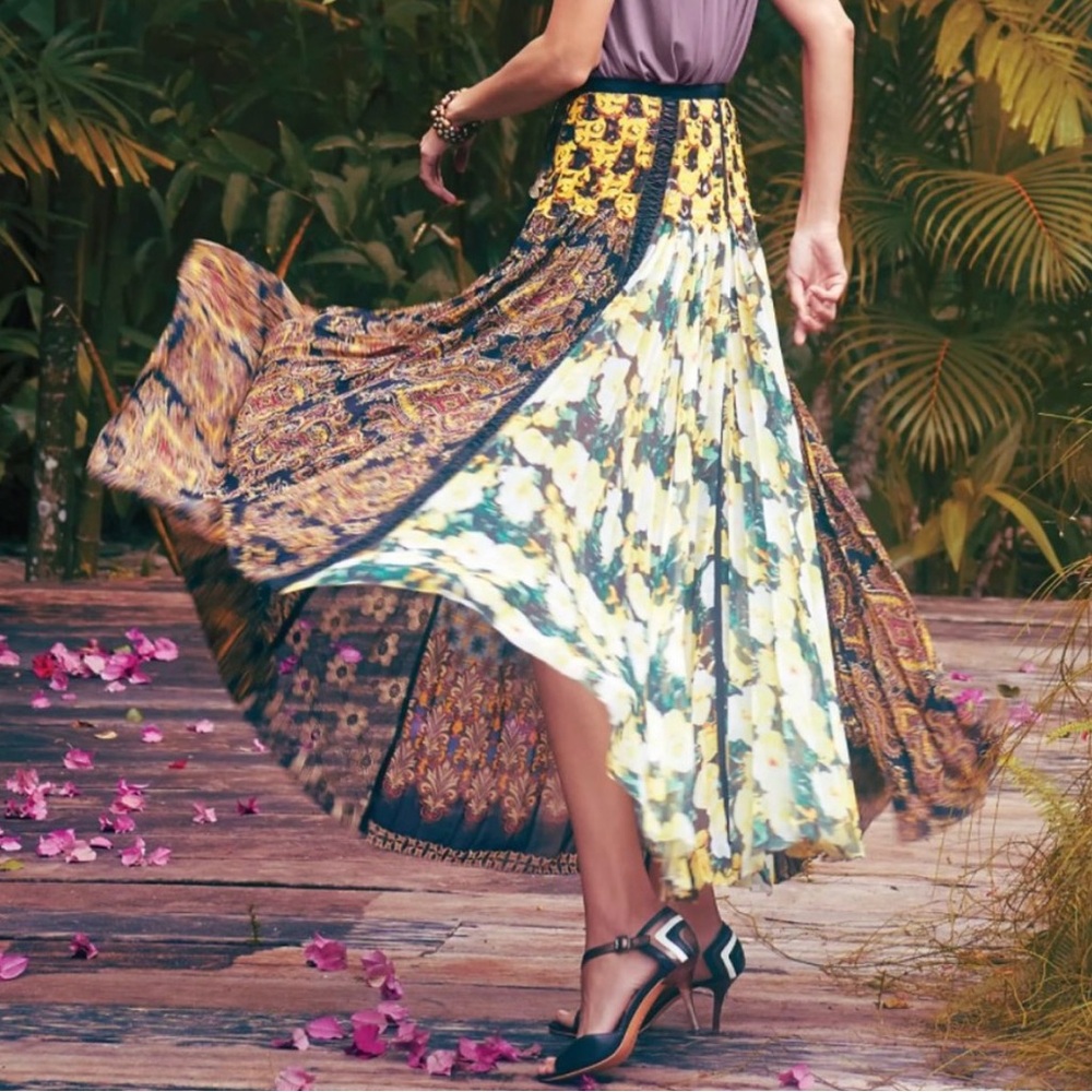 Anthropologie Byron Lara Petal Patch Maxi Skirt, Size 6P
